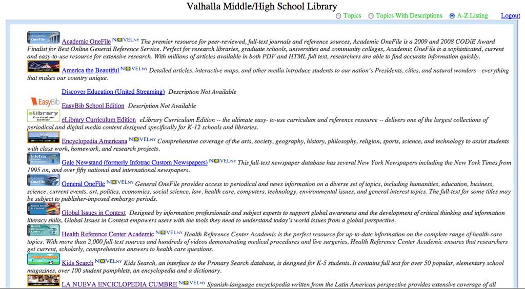 Access to Valhalla Databases: Valhalla District Webpage Under Links- Valhalla Libraries Click on Valhalla Middle/High Search For Research From Home Where to begin First place to begin your research