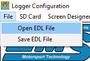 Loading a pre-saved configuration 1. From the Dash Manager menu select File -> Open EDL File. This will show a folder with pre-saved configuration files. 2.