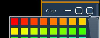color - Brightness (saturation) bar on right side - X is the no fill or clear.
