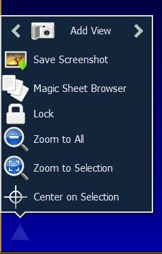 Magic Sheets 27 NAVIGATION TOOLS DISPLAY TOOLS Click on the triangle in the lower left of the display to open Magic Sheet navigation window < Add View > for each magic sheet, multiple views may be