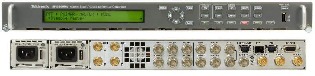Preface Figure i: SPG8000A front and rear panels Optional GPS / GLONASS receiver Option GPS adds an integrated receiver to the SPG8000A that can receive both GPS and GLONASS signals.
