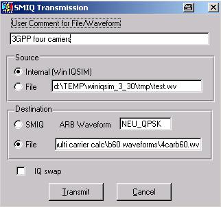 Press the Transmit button to transmit the waveform.