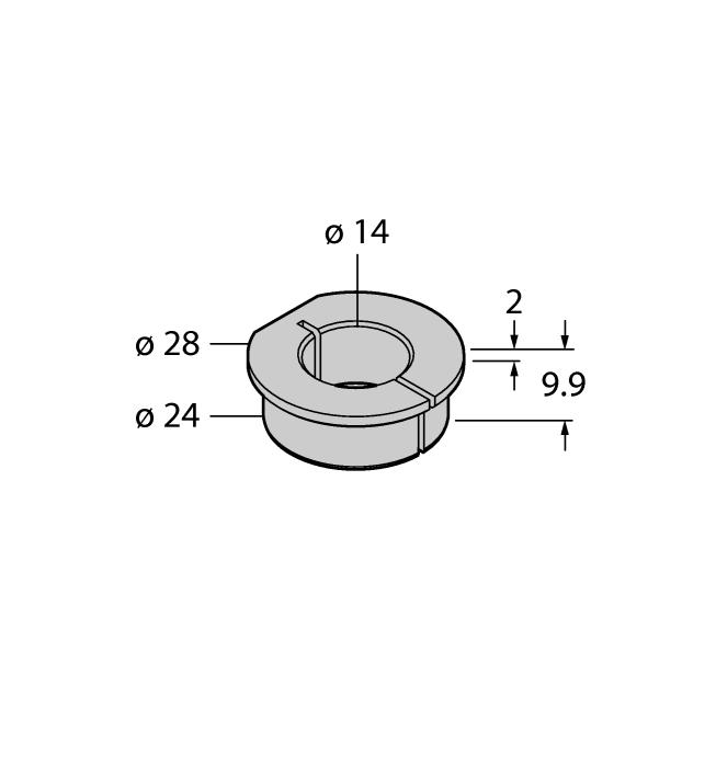 P8-RI-QR24 1590916 Positioning element with blanking plug for large shafts M1-QR24 1590920 Aluminium protecting ring, for inductive encoders Ri-QR24 PE1-QR24 1590937 Positioning element without