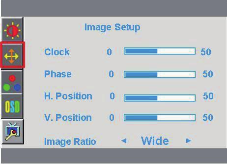 Main Menu Item Main Menu Icon 1st Sub Menu Item 2nd Sub Menu Item Description Adjust Range Reset Value Image Setup Clock N/A Adjust picture Clock to reduce Vertical-Line noise.