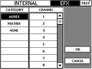 Touchscreen and TT Control 6.11 Effects Figure 6-23 INTERNAL EFX Touchscreens Press the EFX QuickMix button to display the INTERNAL EFX Touchscreen (left of Figure 6-23).