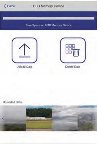 USB Memory Device 1 Returns to the Epson Web Control screen 2 Uploads images or