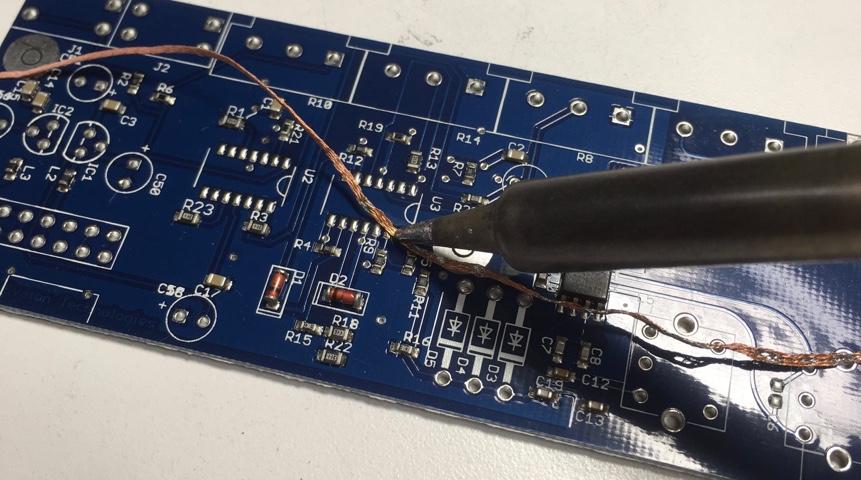 Prep the SMT pads The RF Nomad SDIY kit is based on a batch of PCBs that were accidentally manufactured without any thru-hole components, and missing a
