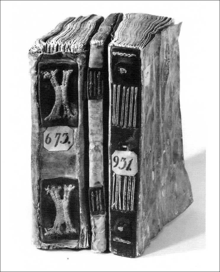 On Northern European bindings, back plates made of leather, parchment, wood, or metal were used to stiffen the spine.