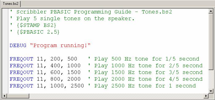 Writing Programs 13 Did you hear how each tone played longer and sounded higher than the one before it?