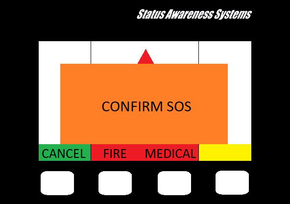 OK Acknowledgment SCREEN 8 If the manual SOS button is pressed, it must be confirmed as either a fire or medical SOS by pressing one of the