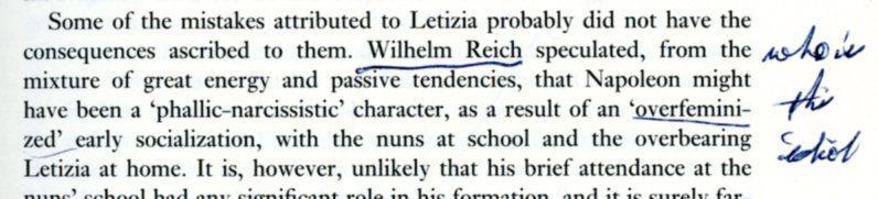 from a biography on Napoleon in which Molly blasted Wilhelm Reich for being an idiot (seems her time spent in Paris wasn t in vain).