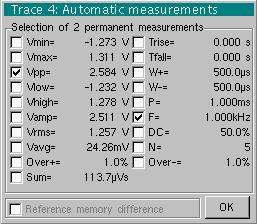 Recorder Mode Recorder Mode (cont.) The "Measure" Menu Reference Trace 1 Trace 2 Trace 3 Trace 4 Identical to Oscilloscope mode.