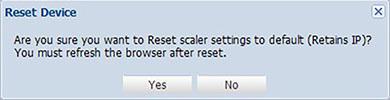 settings, delete user files, and reset IP settings Depending on the selected reset option, different settings are cleared. NOTE: A reset option must be selected in order to reset the device.