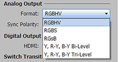 Resolution Output Configuration From the Resolution drop-down menu (see figure 52, 1), select the applicable output resolution.
