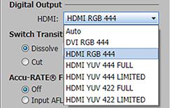 Digital output format From the Format drop-down menu (5) select the applicable digital signal format (see the image at right for format selection).