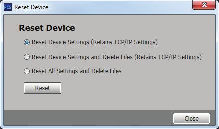 Reset Device This option contains selectable reset modes for resetting the connected device. From the Device drop-down menu, select Reset Device...(see figure 37 on page 66, 3).