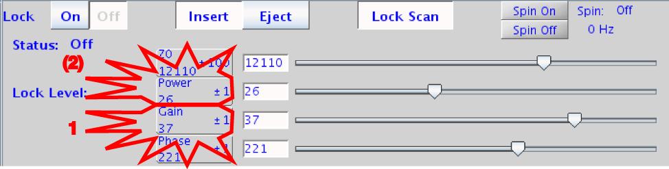 Do this first by amplifying the lock signal more by increasing the Lock Gain; accomplish this by right-clicking on the Lock gain button.