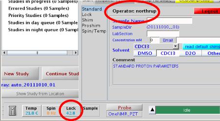 If the number is blue and above ~15, the system is locked. Figure 2. Operator designation & lock status * PROBLEM?