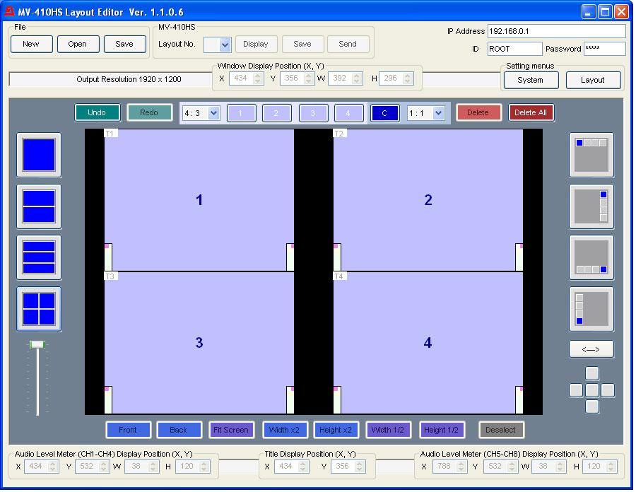 14. Using Preset Patterns MV-410HS Layout Editor has several preset patterns. The preset patterns can be easily recalled by the icons at the left of the layout editing area.