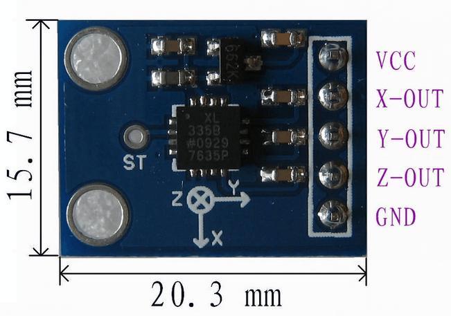 Lesson 15 ADXL335 Introduction The ADXL335 is a small, thin, low power, complete 3-axis accelerometer with signalconditioned voltage outputs.