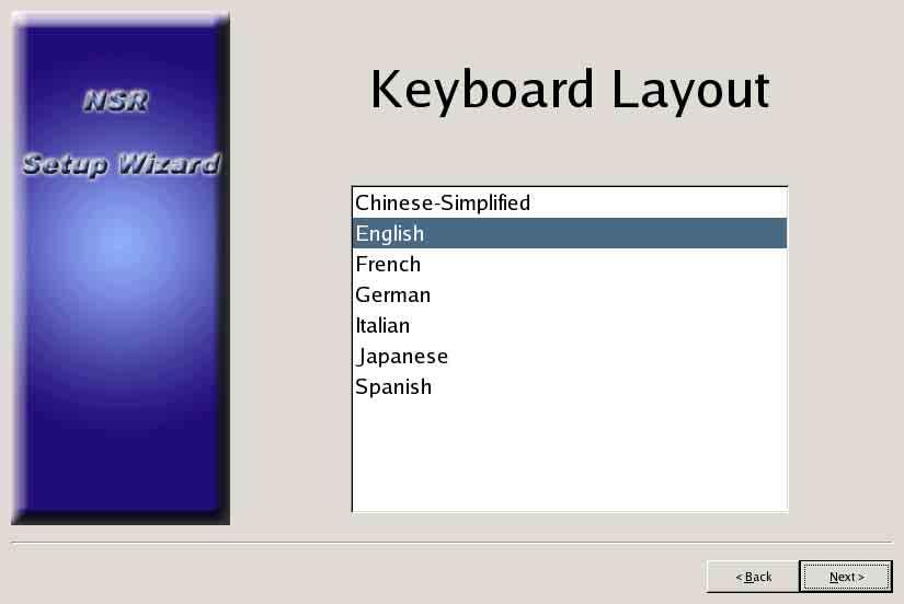 5 Select the type of USB keyboard connected to the unit from the list, and then click [Next]. The [Time Zone] screen appears.