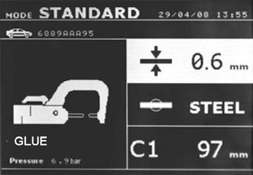 GLUE MODE : In the SETTINGS menu shown above, a specific mode can be selected in case there is glue in between the steel sheets to be welded.