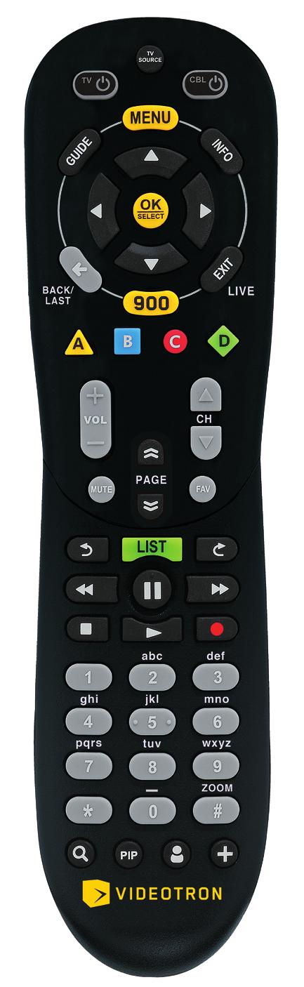 REMOTE CONTROL Turn on your TV Select the TV-Video source Launch illico Cloud s streamlined Menu Turn the Terminal on/off Open the interactive Program Guide Get information about the channel or VOD