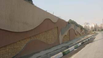 Figs.: 33-36: abstract design on Imam Ali (pbuh) wall; design (2009) and photograph by A.Dabagh. of motion and speed on highway wall in an abstract way.