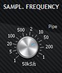 Mega1+ sampling frequency (analog and digital DAQ mode) If you change sampling frequency knob you will note that label under the knob is changing from Pipe to Buffer.