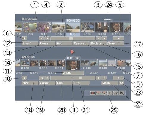 47 you to give scenes the name you choose. (6) This fields shows you how long the recorded scene is. (7) The field Rem. shows you how much time remains, meaning how much video can still be recorded.