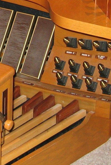 On many organs, the feet can also use special pedals which are a bit like the accelerator pedal on an automobile.