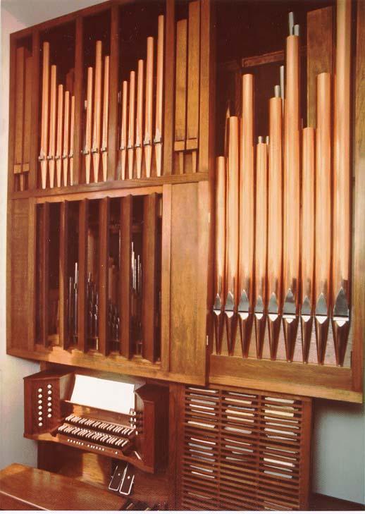 The three pipe divisions are easily seen from the room -- and the sound is often better when the pipes are in the room itself.