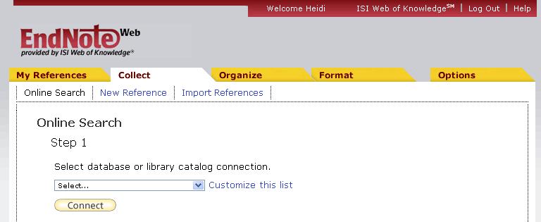 17 Collect References in EndNote Web Direct Export A few databases allow you to export directly to Endnote Web. These include Web of Science, EBSCO, etc.