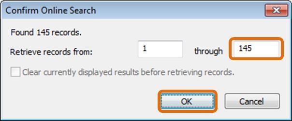 Step 3: If the number of records returned is large, reduce the number by changing the range 1