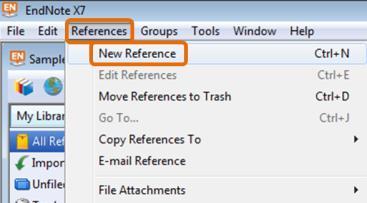 Manually entering references Step 1: Make sure you have the All References folder selected, then either: Press Ctrl + N; or From
