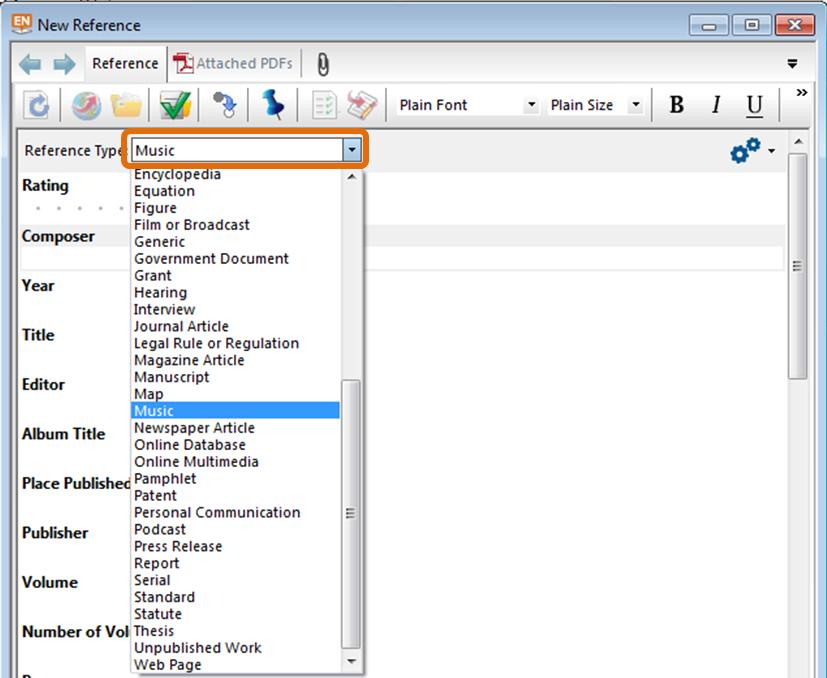 Step 3: Enter the data in the relevant fields and when complete, you can either: 1. Select File > Close Reference; or 2.