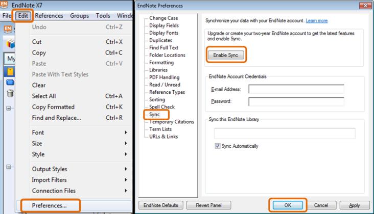 Configuring EndNote desktop for an online account If you decide to use the online access regularly, the best way to link it