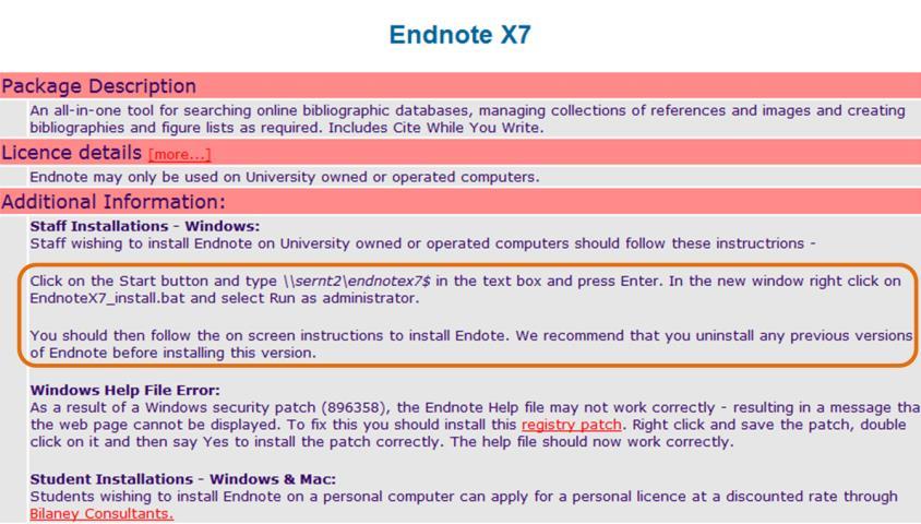 Staff installations on a work machine (free) To install EndNote on a