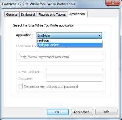 7.5 CWYW for EndNote Web In the Cite While You Write Preferences, choose whether to allow CWYW to access EndNote Desktop or your EndNote Web Library.