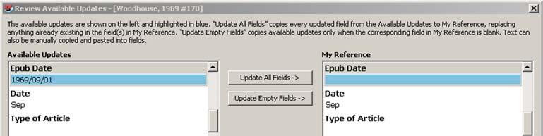 6.9. Find Reference Updates EndNote can search online for updated field data for your references. The command is References Find Reference Updates.