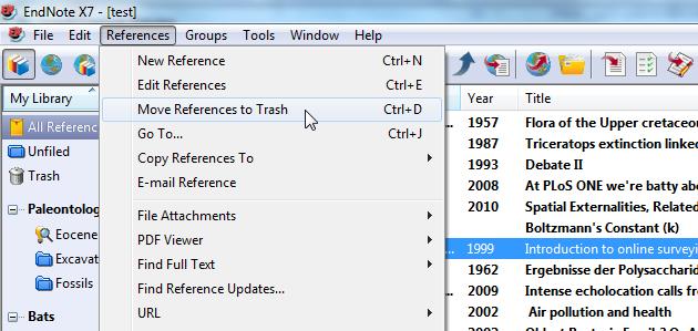 Open the References menu and choose Move References to Trash.
