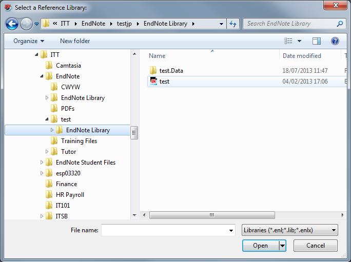 EndNote X7 Tutor Led Manual v1.7 OPENING AN ENDNOTE LIBRARY VIA THE LIBRARY FILE ICON 1.