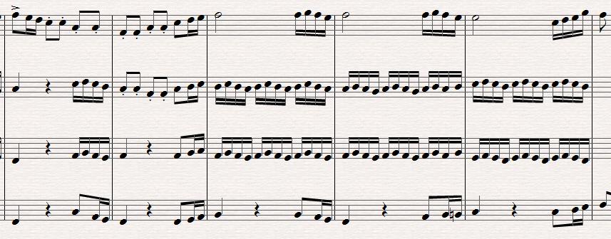 major chord Added bass line I then developed a melody with Violin I.