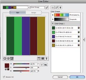 Create a color group in Live Color If the color bars are showing, click the Color Wheel icon to display the color wheel instead.