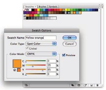 About spot and process colors You can designate colors as either spot or process color types, which correspond to