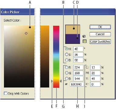 Color Picker overview The Color Picker lets you select an object s fill or stroke color by choosing from a color field and spectrum, defining colors numerically, or clicking a swatch. Color Picker A.