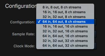 MOTU interfaces currently only support 8-channel streams (or less) so be sure to avoid configurations with streams that have more than eight