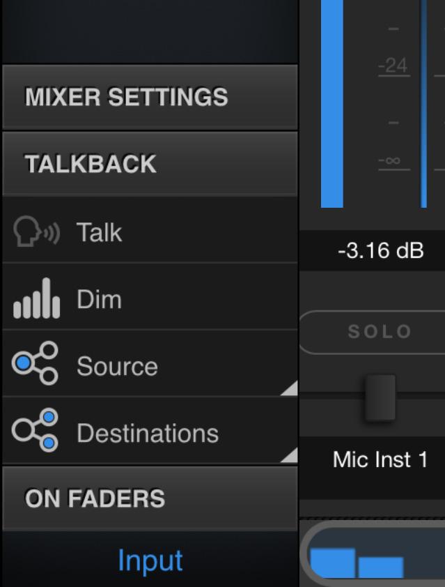 Dim If you are feeding a monitor mix to the musicians on the same Aux bus as your talkback mic, use the Dim knob (Figure 7-8) to control how much the monitor mix will be attenuated when talkback is