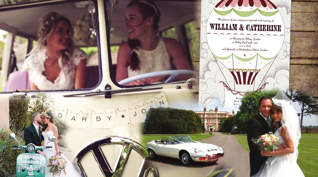 TRANSPORT We also offer a wide range of vintage vehicles: E-Type Jaguar, VW Camper Van, Bubble Car, Lambretta & Vespa for that special arrival or departure to your wedding or party.
