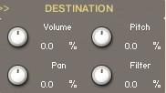 If the Sync button is on, the two LFO's are synchronized to an external MIDI Clock.